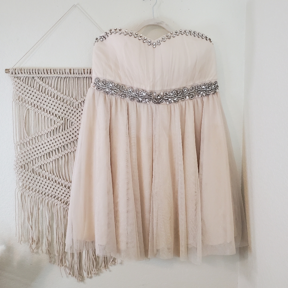 torrid Ivory Strapless Beaded Waist Mini Dress Special Occasion